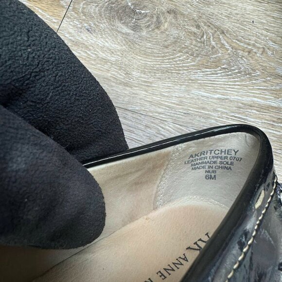 Anne Klein Ritchey Black Patent Leather Buckle Accent Flats Women's Size 6 - Picture 5 of 6